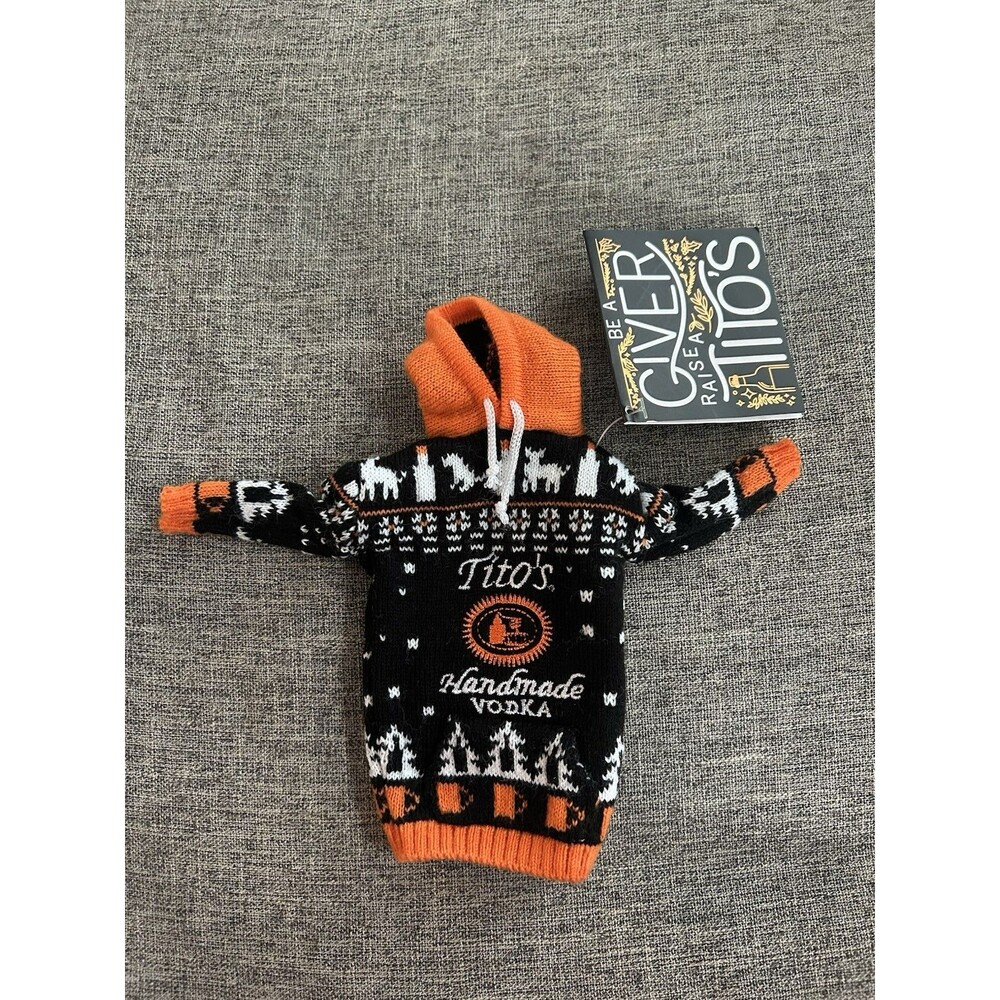 Titos Handmade Vodka Mini Ugly Sweater Hoodie Bottle Cover 2019 W/ Gift Tag